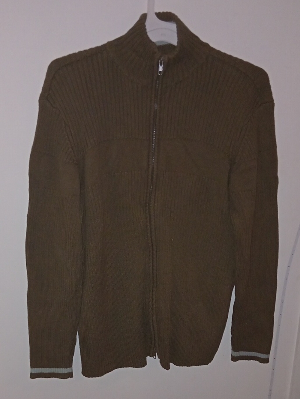 green Dog Men's Full-Zip Ribbed Knit Sweater Jacket - Green